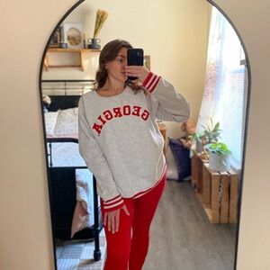 Three Square by Royce Apparel Georgia Grey and Red Sweatshirt — Women’s XL